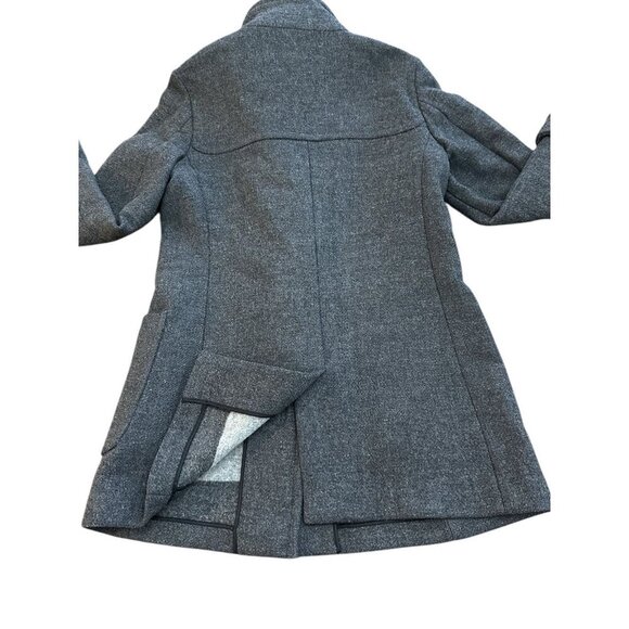 Banana Republic Wool Blend Toggle Coat Women’s Medium Gray Cross Zipper - Picture 6 of 8